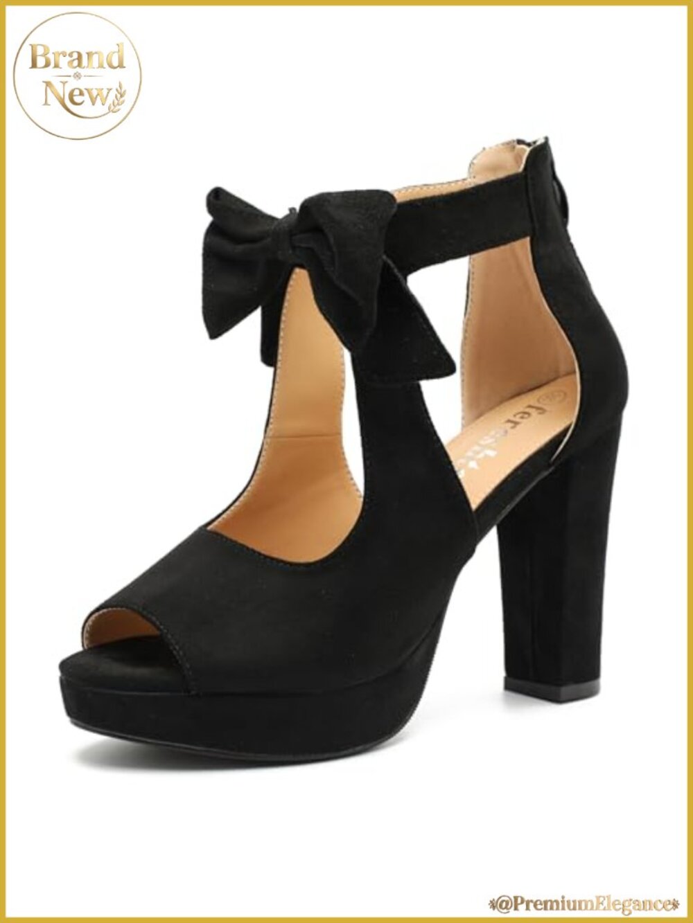 Women's Bow Chunky Heel Sandals Platform Peep Toe Block Heel Ankle Strap